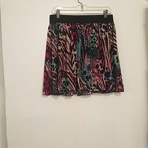 Multi-Colored Print Mini Skirt